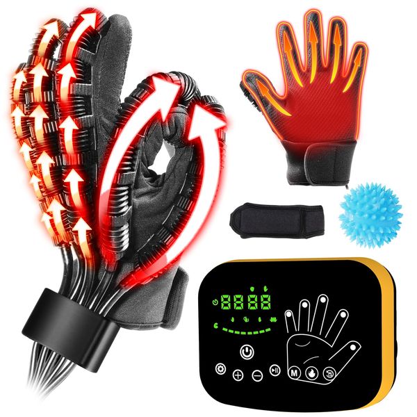 Finger rehabilitation equipment, rehabilitation gloves with heater, rehabilitation robot gloves, hand and finger rehabilitation, help with finger stretching, Japanese instruction manual included (left