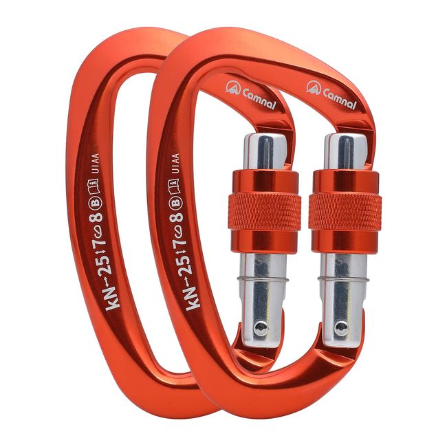 CAMNAL Carabiner, Climbing, UIAA and CE Certified Professional Climbing Carabiner, 25 KN (Approx. 5500 kg), Screw Lock, D-Clamp, Climbers, Climbers, High Altitude Workers