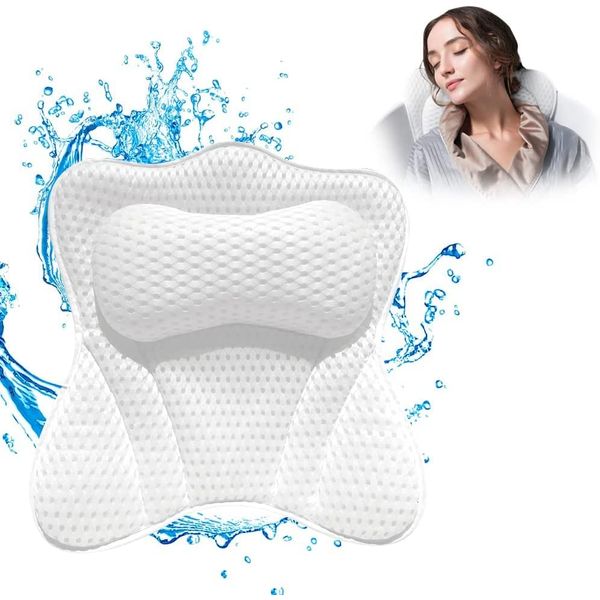 CAICFYIN Soft and Elastic Bath Pillow for Tub Neck and Back Support,Bathtub Pillow Bath Pillow for Tub,Ergonomic Design Luxurious Spa Bath Tub Pillow for Men and Women