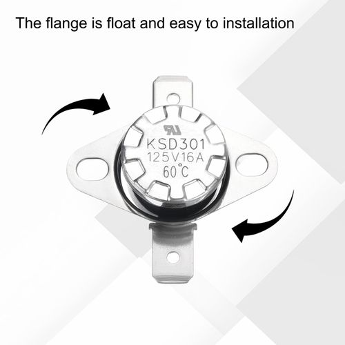 uxcell 2pcs KSD301 Thermostat 60°C/140°F 16A Normally Closed N.C Adjust Snap Disc Temperature Switch for Microwaves,Oven,Coffee Maker,Bakelite Material