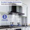 36 inch Wall Mounted Range Hood Kitchen Vent 450CFM 3-Speed Button Control Black