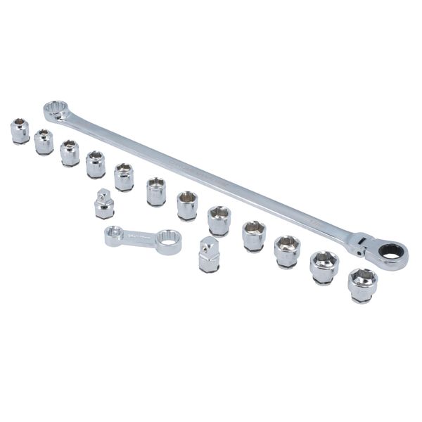 Laser 8662 Extra Long Flexible Ratchet Wrench/Socket Set 16pc