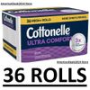 Cottonelle Ultra Comfort Bath Tissue 36 MEGA PLUS Rolls - FAST SHIP!!