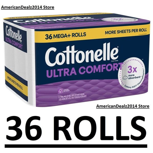 Cottonelle Ultra Comfort Bath Tissue 36 MEGA PLUS Rolls - FAST SHIP!!