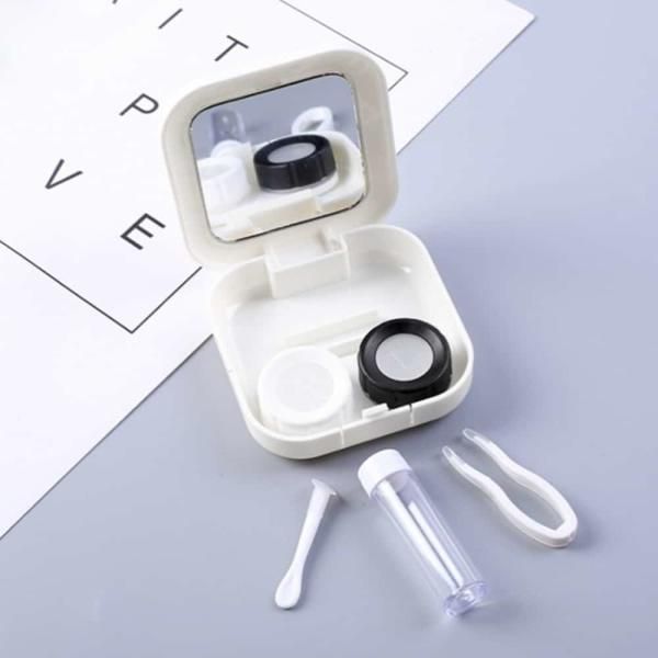 5P white mirror lens barrel lens storage case contact lens case lens clip lens box