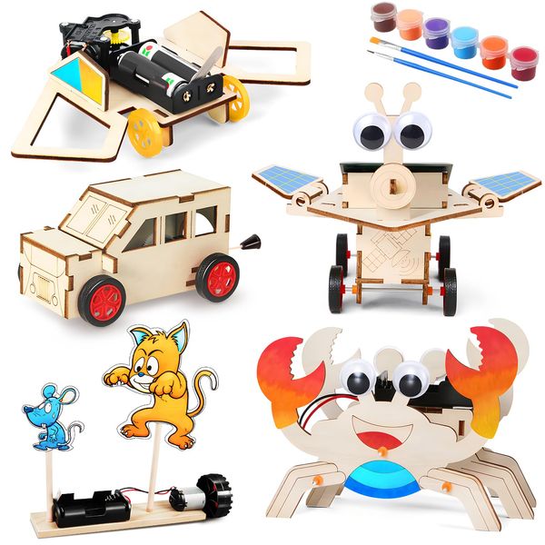 Science Kits for Kids Age 8-12,5 in 1 Boys Toys Educational Building Crafts,3D Wooden Assembly Engineering Set,Perfect STEM Toys Gift for Teens Boys and School Projects