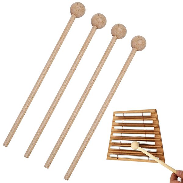 4 Stück Holzschlägel, Schlägel Mallet Drumsticks, Holzschlägel Marimba, Schlägel Klangstäbe, für Xylophon, Holzblock Glocken Kinder Anfänger Erwachsene