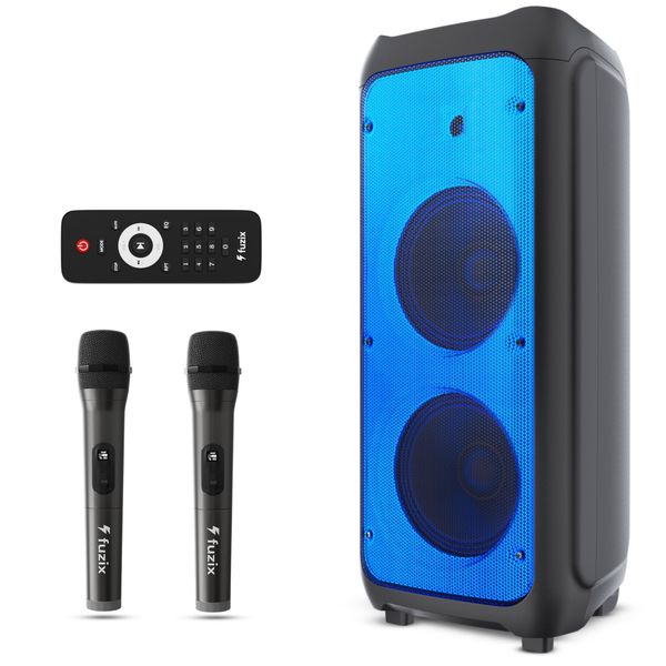 Portable Rechargeable Karaoke Bluetooth Audio Speaker with Two Microphones