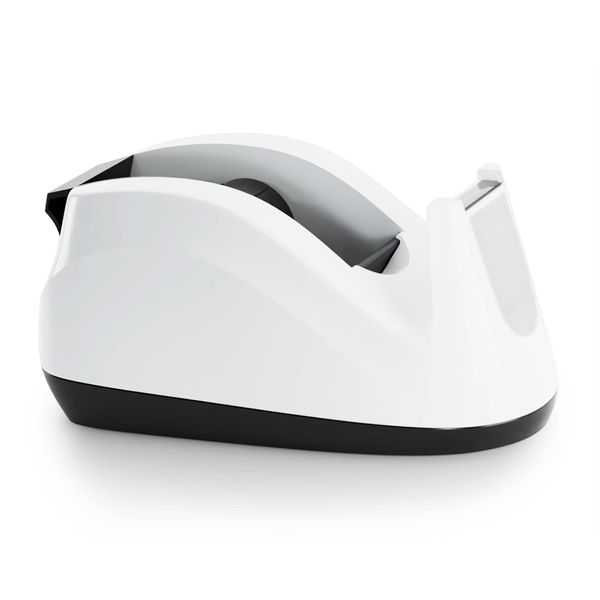 BeeChamp Heavy Base Nonskid Desk Tape Dispenser One-Hand Dispensing (White)