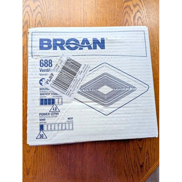 Broan 688 Ceiling and Wall Mount Fan 50 CFM 4.0 Sones White