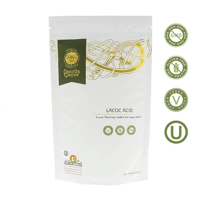 Druids Grove Lactic Acid ☮ Vegan ⊘ Non-GMO ❤ Gluten-Free ✡ OU Kosher Certified - 8 oz.