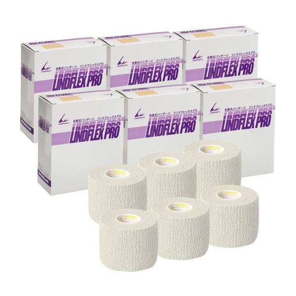 LINDSPORTS Lindflex PRO Self-Adhesive Tape (2.0 inches x 1.6 ft (50 mm x 4.6 m) (6 packs x 6 boxes), White)