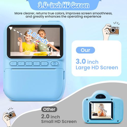 Kids Camera Instant Print, 3.0" HD 32MP Kids Camera Birthday Gifts for 3-12 Year Old Girls Boys, 1080P Digital Camera for Toddler Children, Portable Toy with 32GB SD Card-Blue