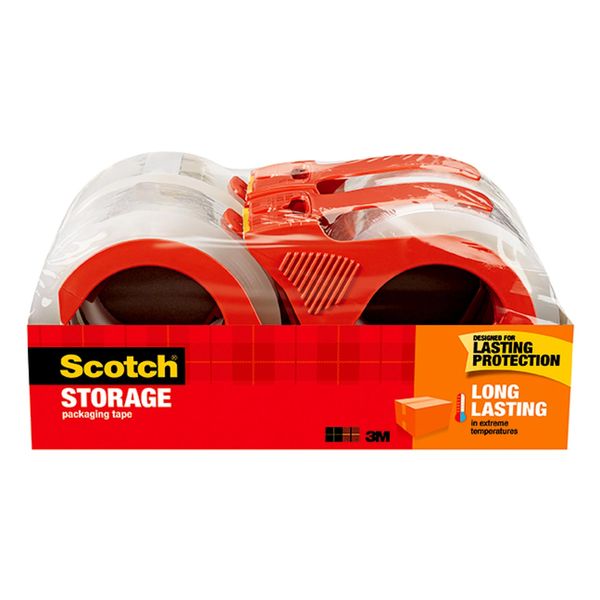 Scotch Long Lasting Storage Packing Tape, Clear, Storage Tape Seals Moving Boxes, 1.88 in x 38.2 yd,4 rolls