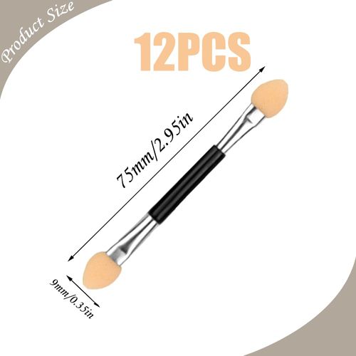 12 Pcs Applicatore Ombretto, Professionale Doppia Testa Ombretto Spazzole, Pennelli Spugna Ombretto, Applicatore di Spugna a Doppia Faccia, per Trucco Quotidiano Makeup Tool