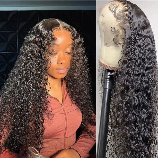 13x4 Lace Front Wigs Human Hair Pre Plucked 150% Density Brazilian Wet and Wavy Human Hair Wigs for Black Women Glueless Curly Lace Frontal Wigs Human Hair (18 IN, Deep wave)