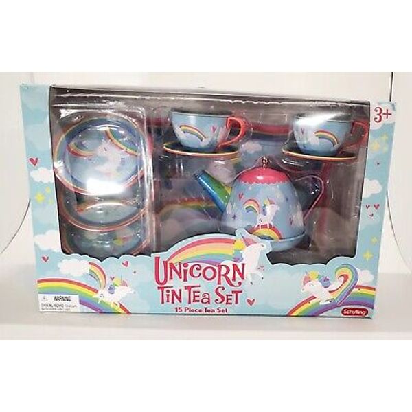 Schylling Unicorn Tin Tea Set 15 piece set complete