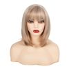 Swiking Blonde Bob Wigs for Women With Bangs Straight Shoulder Length Wig Soft Synthetic Hair for Cosplay Party(Bob Mix Silver)