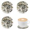 Drinks Coasters Resin Cup Mat: 4 pcs Coaster with Seashells for Table Desktop Counter (4, Black)