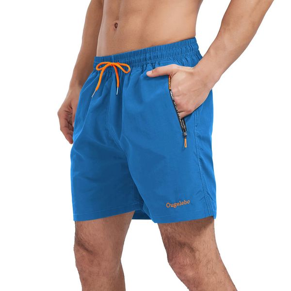 Ougelebo Badehose Herren Badeshorts Herren Kurz Schnelltrocknend Männer Schwimmhose Schwimmshort Herren mit Reißverschluss Swimming Shorts Men Navyblau XL