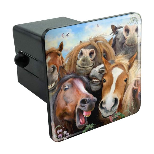 Horses Selfie Tow Trailer Hitch Cover Plug Insert