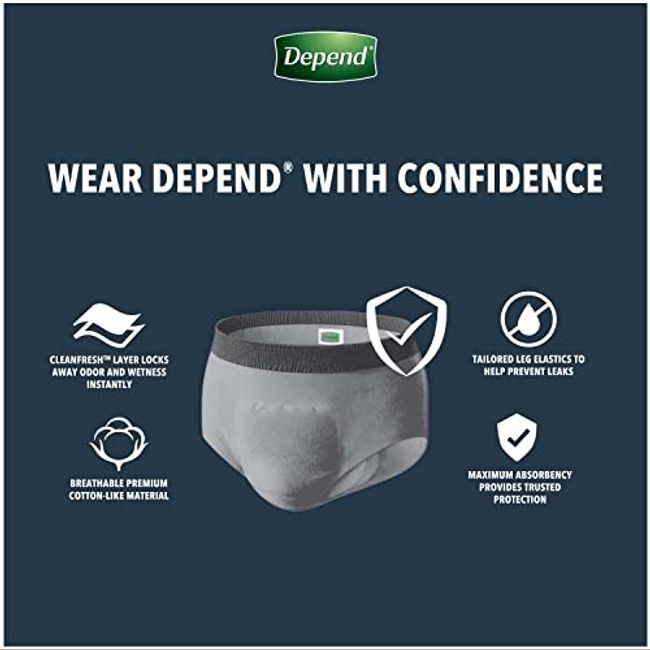 Depend Real Fit Incontinence Underwear for Men, Maximum Absorbency,  Disposable, Large/Extra-Large, Grey, 52 Count (Packaging May Vary) 