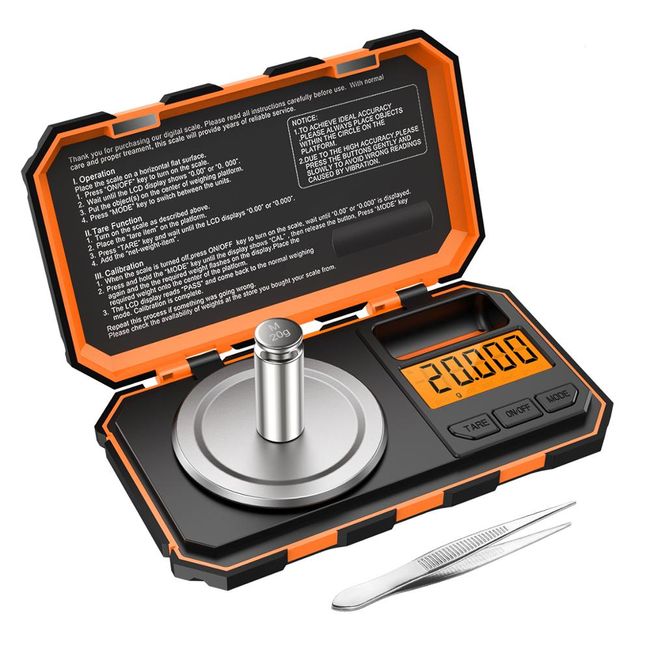 Professional 0.001g Portable Mini Digital Scale - 50g Calibration Weights  Included (No Battery Needed)