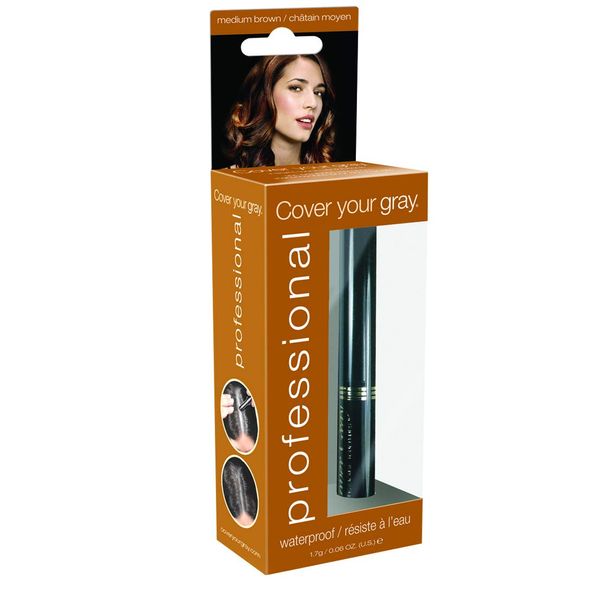 Cover Your Gray CYG-Pro 0121IG Professional Stick Type, Medium Brown, 0.06 oz (1.7 g), Easy to Conceal Gray Hair, Available in 3 Colors, Waterproof