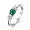 Ladies Solid Sterling 925 Silver 3 stone White Sapphire & Emerald Eternity Ring (S)