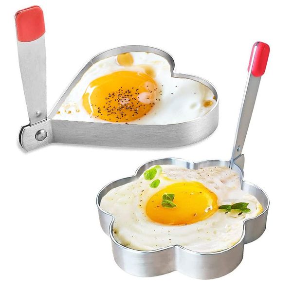 2 Pcs Stainless Steel Egg Rings with Anti Heat Handle Stainless Steel Pancake Mold Non Stick Fried Egg Moulds Fried Egg Cooking Rings for Frying Pancakes Mcmuffin