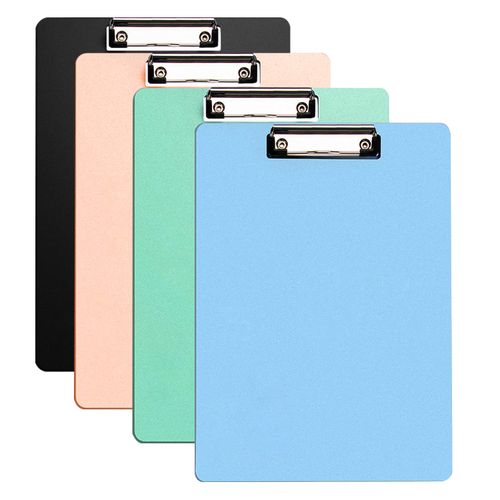 KIROYAL 4 Pack Plastic Clipboards Multiple Colors Clip Boards with Low Profile Metal Clip,Hangable Low Profile Clipboard, Standard A4 Letter Size for Students, Teacher,Doctor, Nurse,Office Clerk