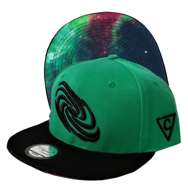 Capiche [99+ Designs] Grüne Snapback Hüte für Männer, Green Galaxy, Fireball, Bunte Baseballkappe, Kosmischer Raum, Coole Verstellbare Leuchtend Grüne, Geschenk für Papa, Flatcap