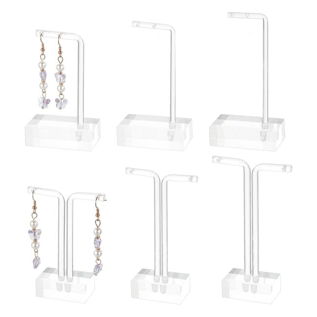 PH PandaHall 6pcs Earring Holder, 3 Size T Bar Earrings Retail Display Acrylic Earring Display Rack Holder Hanging Jewelry Organizer Jewelry Tree Stand Necklace Bracelet Earrings