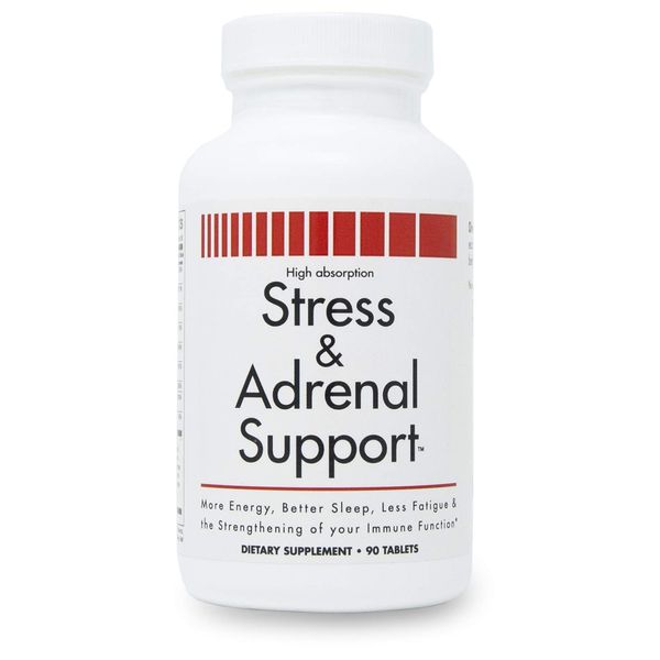 Stress and Adrenal Support - 90 Chewable Tablets - Citrusy Orange Flavor - Easily Digestible - by New Health Products