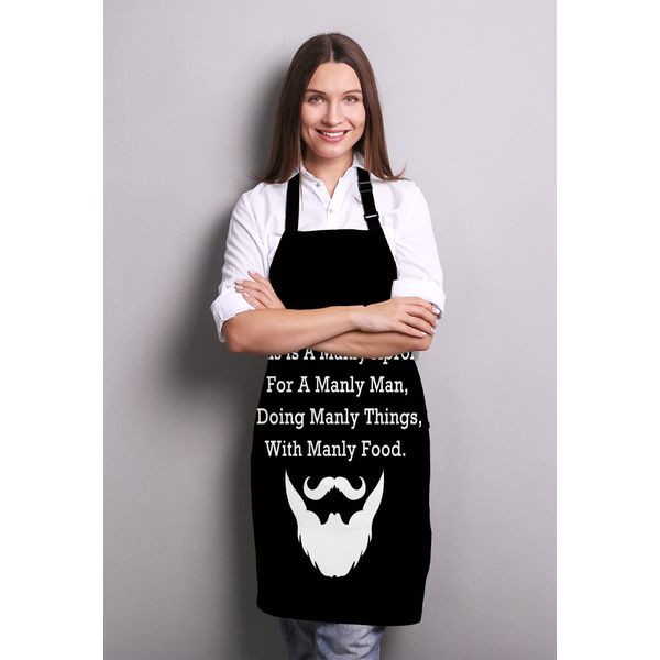 Wasach BBQ Apron for Man, Grilling Chef Apron Presents for Him - Funny BBQ Cooking Apron Present for Father’s Day Manly Man