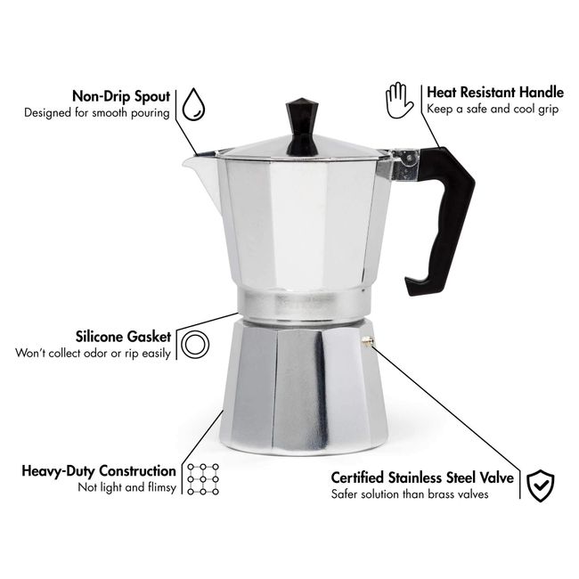 6 Cup Classic Italian and Cuban Coffee Brewing Cafetera Six Cup