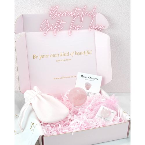 Authentic Rose Quartz Crystal Ball-Pink Quartz Healing Crystals Sphere Crystals and Gemstones Healing Feng Shui Spiritual Meditation Includes Gift Box and Stand Hand-Made, Gifts for Women