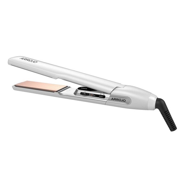 Arrojo AP-C450 White Ceramic Smoothing Iron — Dual Voltage Flat Iron — 450 Degrees in seconds — Ceramic Hair Iron for All Types of Hair — No Frizz Ceramic Plates — 1 ¼ Inches