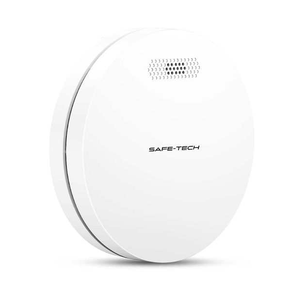 SAFE TECH Wireless Interlinked Smoke Alarm, Smoke Detector 10 Year Battery with Photoelectric Sensor, Fire Alarm with LED Indicator Low Battery and Fault Warning for House and Bedroom