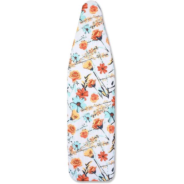 Ironing Board Cover with Floral Print Padding, Drawstring, Standard Size (15 x 54 in)