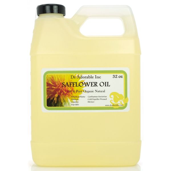 32 OZ/1 QUART PURE SAFFLOWER CARRIER OIL ORGANIC COLD PRESSED  