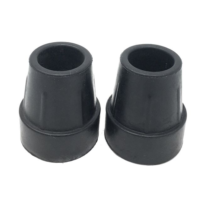 PCP Replacement Cane Tips, 1 inch / 2.5 cm diameter (Black, Two Tips), Black, 1-Inch diameter