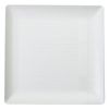 Exquisite Disposable-White-Plastic-Plates-Square Linear (40 Pack) Wedding Dinner Fancy Tableware Dishes (9 Inch., White) Single Size Set