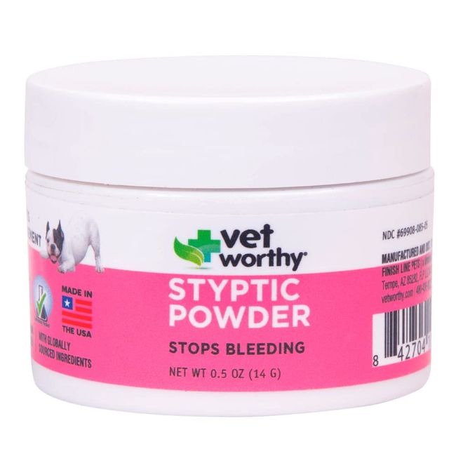 Vet Worthy Styptic Powder for Dogs - Wound Care Formula to Stop Bleeding from Minor Cuts, Nail Clipping, Declawing - Blood Stopper Powder with Ferric Subsulfate - 0.5oz