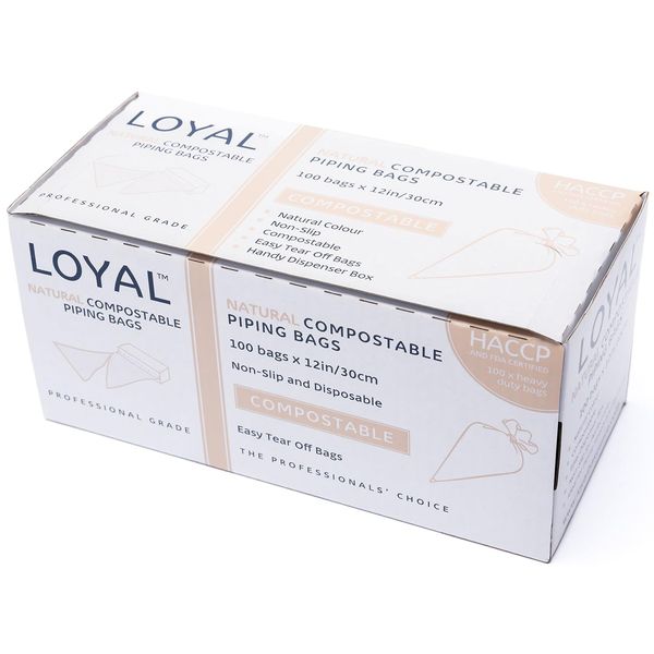 Loyal Bakeware Natural Compostable Piping Bags 12 Inch, 100 Pieces