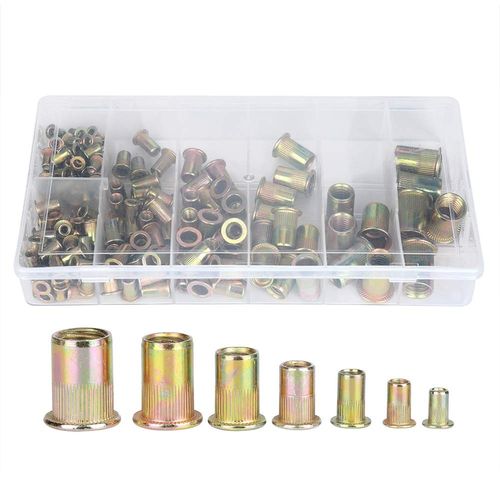 165PCS Rivet Nuts Set, M3 M4 M5 M6 M8 M10 Copper Alloy Flat Head Hardware Fastener