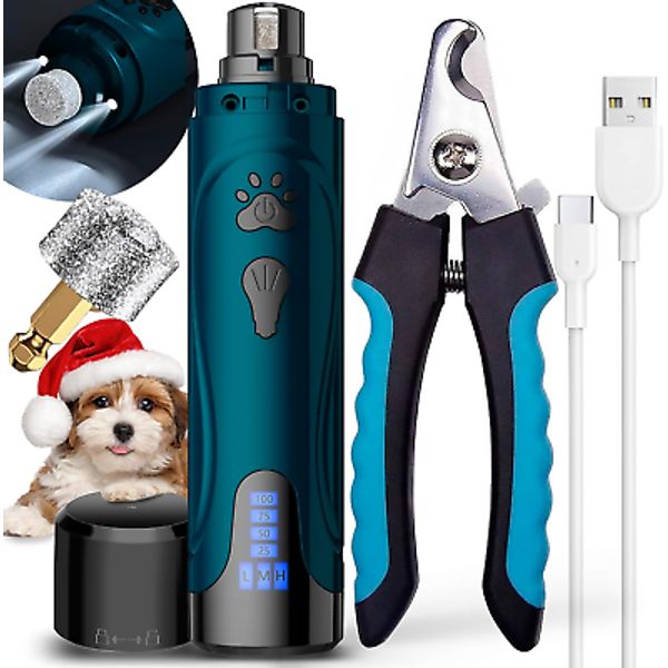 Dog Nail Grinder, Dog Nail Trimmers and Clippers Kit, Super Quiet Electric Pet