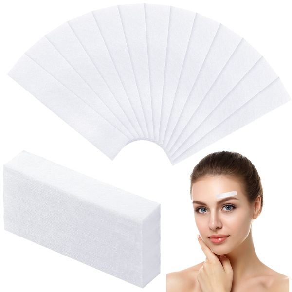 Maitys 400 Pieces Eyebrows Wax Strips Eyebrow Hair Removal Wax Paper Facial Waxing Strips for Women Girls Men Lip Eyebrow Body Face(White, 0.39 x 1.97 Inch)