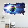 Space Wall Sticker - Earth in Space Broken Wall Decal Art (120cm Width x 65cm Height)