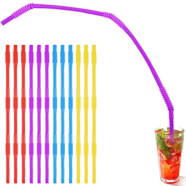 12 Pcs 28 Inches Extra Long Reusable Drinking Straws Ideal for Limited Mobility